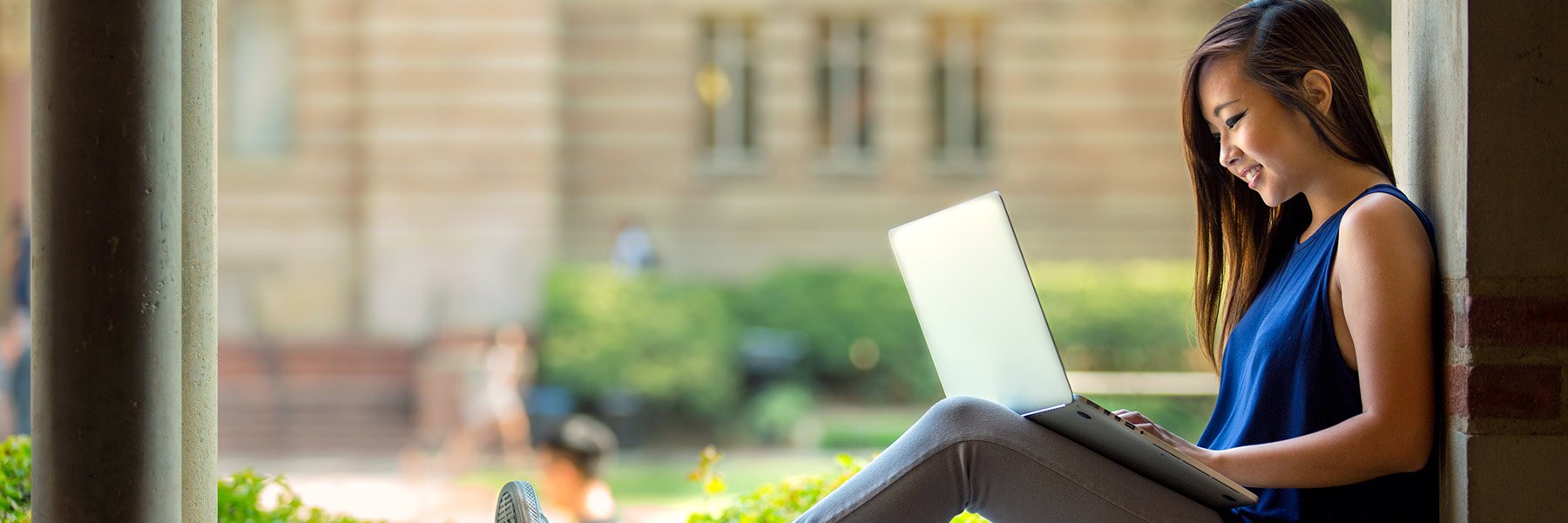 student working on computer